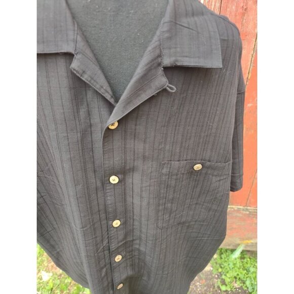 Mens XXL Button Up Shirt Island Shores Black - Picture 2 of 4
